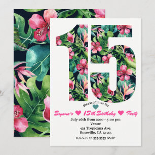 Tropical Sweet 15 15-års födelsedagsfest inbjudan