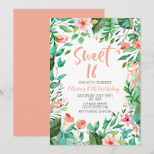 Tropical Sweet 16 Aloha Luau Birthday bjudande