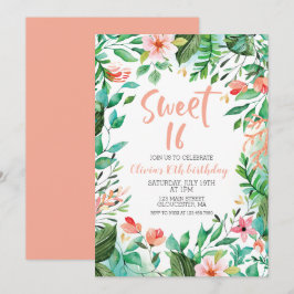 Tropical Sweet 16 Aloha Luau Birthday bjudande Inbjudningar