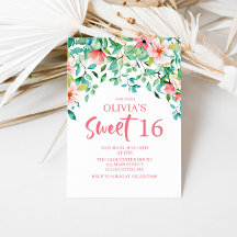 Tropical Sweet 16 Aloha Luau Födelsedagsinbjudan