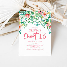 Tropical Sweet 16 Aloha Luau Födelsedagsinbjudan Inbjudningar