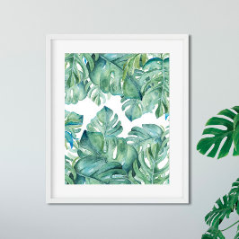 Tropical Swiss Oost Plant Watercolor Art Poster
