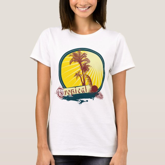 Tropical T-Shirt, damernas sommar Tee Shirt (Framsida)