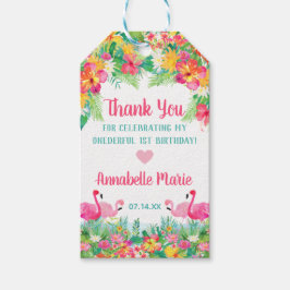 Tropical Tack Favor Tag, Flamingos Presentetikett