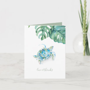 Tropical Tackkort Watercolor Sea Turtle