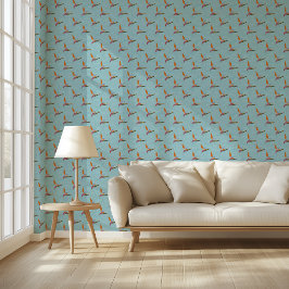 Tropical Teal Modern Bird of Paradise Hand Drawn