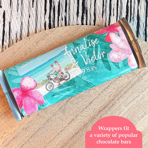 Tropical Teal, Wrapper, Rosa Bröllop Candy Pub Flygblad