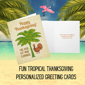 Tropical Thanksgiving Ät Mer Flamingos Kort