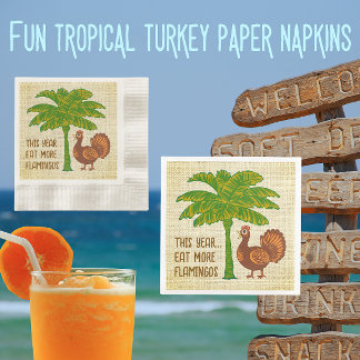 Tropical Thanksgiving Ät Mer Flamingos Pappersservett