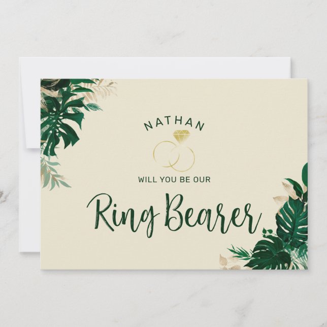 Tropical Themed Be Our Ring Bearer Proposal Card (Framsida)