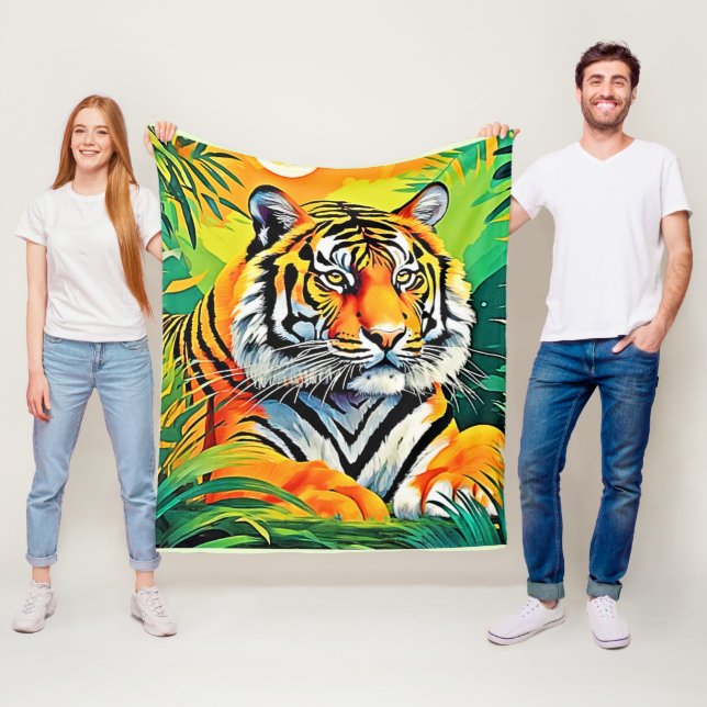 Tropical Tiger Art Fleecefilt (På plats)