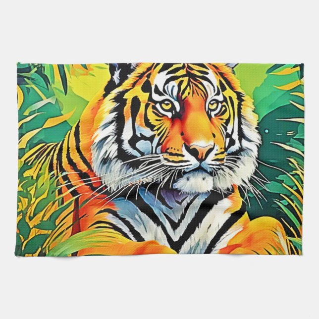 Tropical Tiger Art Kökshandduk (Horisontell)