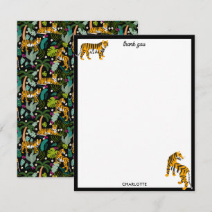 Tropical Tiger Black Botanical Jungle Safari Cats Tack Kort