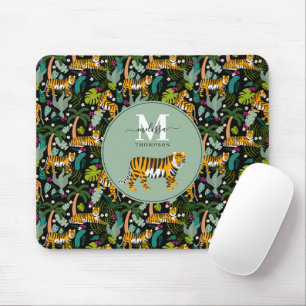Tropical Tiger Black Botanical Jungle Safari Namn Musmatta
