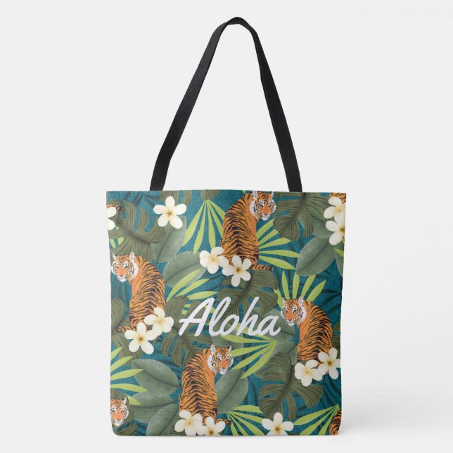 Tropical Tiger Hawaiian Handflatan Jungle Beach Ba Tygkasse (Framsida)