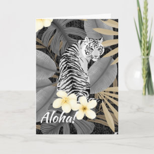 Tropical Tiger Hawaiian Handflatan Jungle Grått Inbjudan