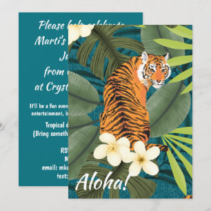 Tropical Tiger Hawaiian Handflatan Jungle Teal Inbjudningar