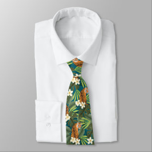 Tropical Tiger Hawaiian Handflatan Jungle Teal Slips