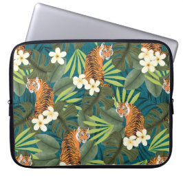 Tropical Tiger Hawaiian Handflatan Jungle Teal Wet Laptop Fodral