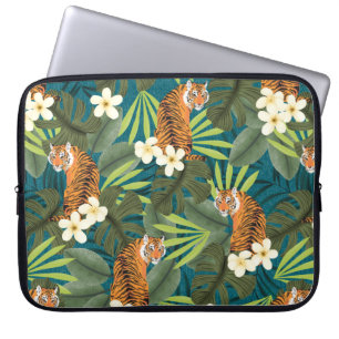 Tropical Tiger Hawaiian Handflatan Jungle Teal Wet Laptop Fodral