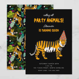 Tropical Tiger Jungle Kids Party Animals Birthday Inbjudningar