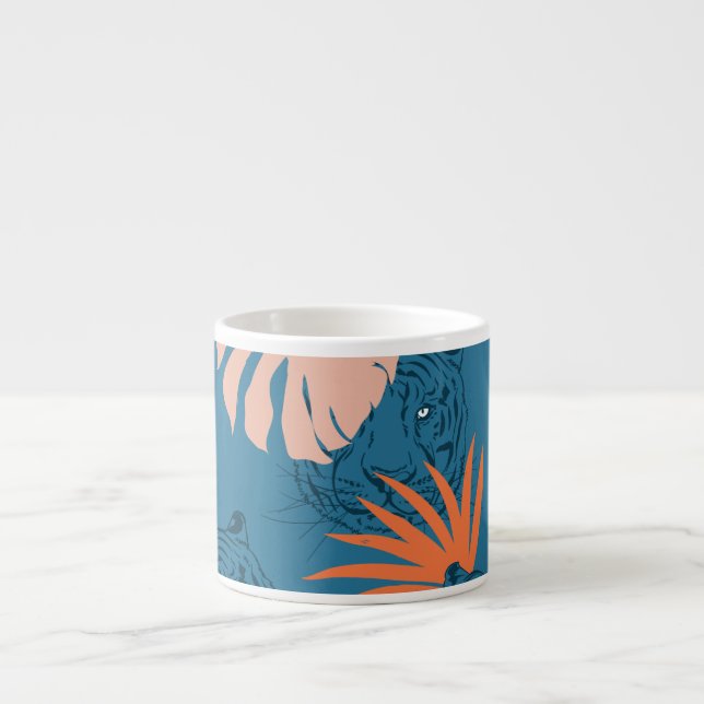 Tropical Tiger Löv Deep Blue Espressomugg (Framsidan)