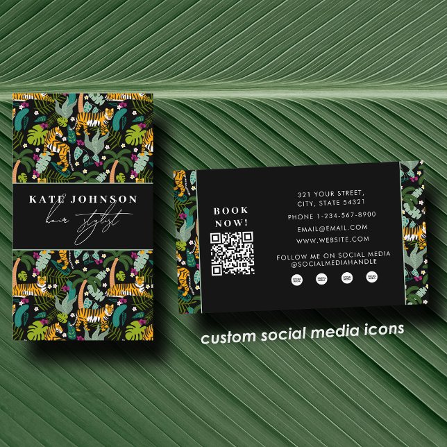 Tropical Tiger Salon Hair Stylist Makeup  Visitkort (Tropical Tiger Salon Hair Stylist Makeup Business Card)