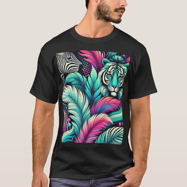 Tropical Tiger T-Shirt - Vibrant Jungle Design (Framsida)