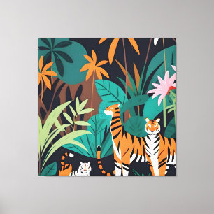 Tropical Tiger Trio Canvastryck