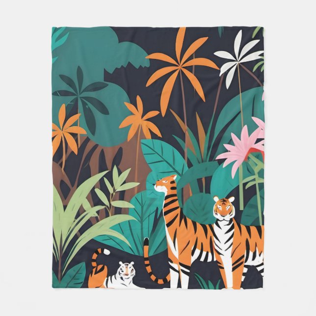 Tropical Tiger Trio Fleecefilt (Framsidan)