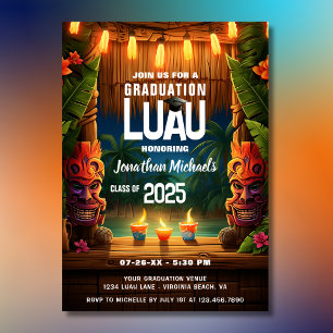 Tropical Tiki Hawaiian Island Luau Studenten Inbjudningar