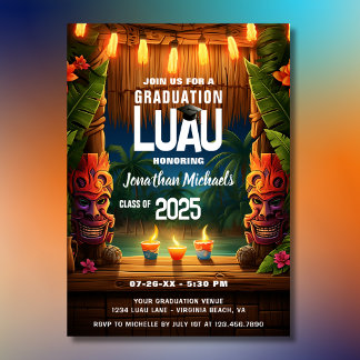 Tropical Tiki Hawaiian Island Luau Studenten Inbjudningar