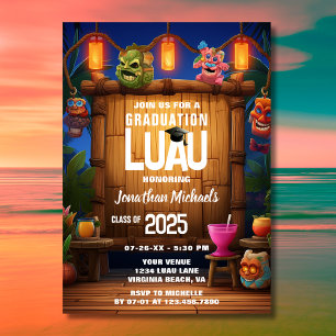 Tropical Tiki Hawaiian Island Luau Studenten Inbjudningar