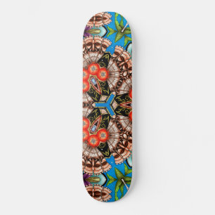 Tropical Tiki Kaleidoscope Mönster Mini Skateboard Bräda 18,5 Cm