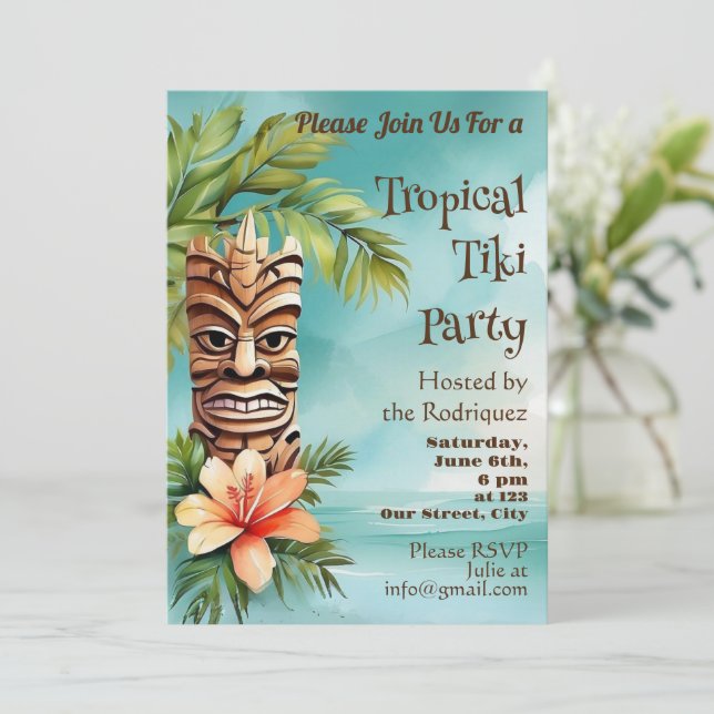 Tropical Tiki Party Inbjudningar (Stående Fram)