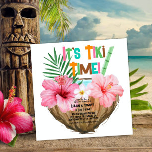 Tropical Tiki Party Shower för Coconut Cocktail Tr Inbjudningar