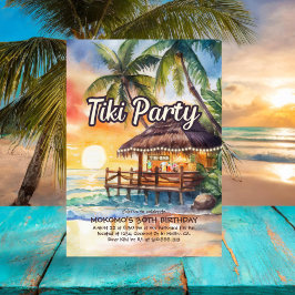 Tropical Tiki Pub Beach Party Birthday Inbjudningar