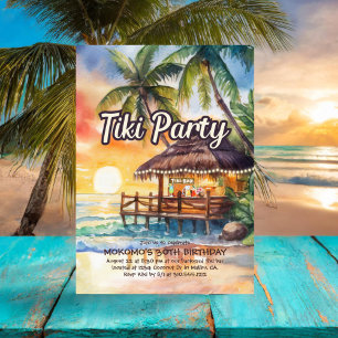 Tropical Tiki Pub Beach Party Birthday Inbjudningar