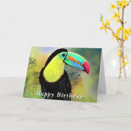 Tropical Toco Toucan Bird med Grattis på födelseda Kort