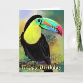 Tropical Toco Toucan Bird med Grattis på födelseda Kort