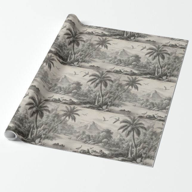 Tropical Toile de Jouy Presentpapper (Utrullad)