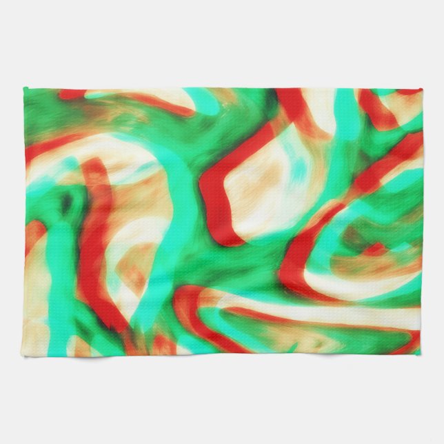 Tropical Tones Waves Abstract Art Kitchen Towel Kökshandduk (Horisontell)