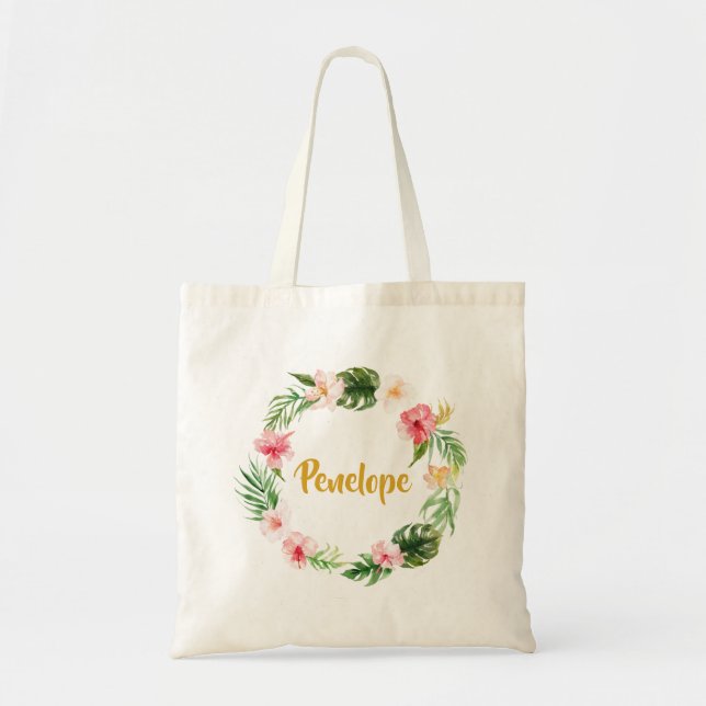 Tropical Tote Bag, Möhippa Gift Personlig Tygkasse (Framsidan)