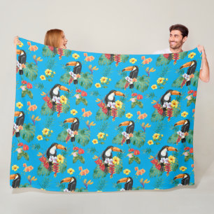 Tropical Toucan and Flowers Fleecefilt