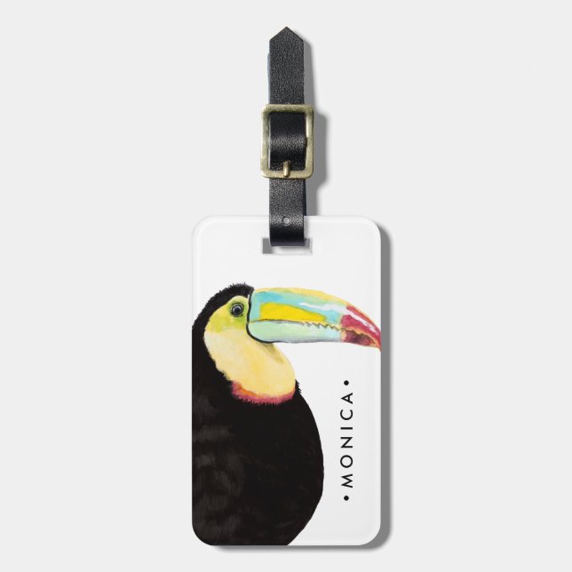 Tropical Toucan Bird Bagagebricka (Vertikal Framsida)