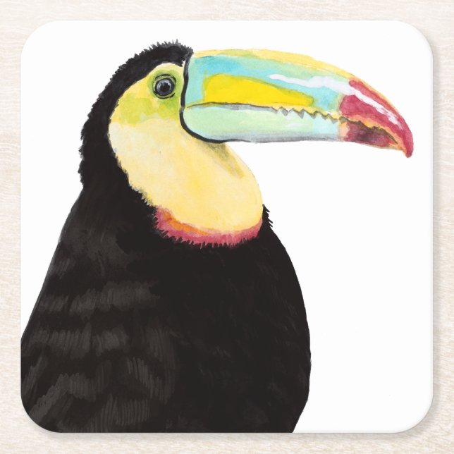 Tropical Toucan Bird Underlägg Papper Kvadrat (Framsidan)