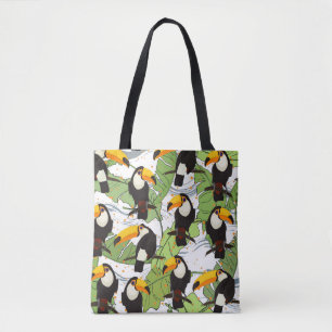 Tropical Toucan, grönt handflatan, vintage mönster Tygkasse