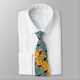 Tropical Toucan Gult Blue Manar Tie Slips