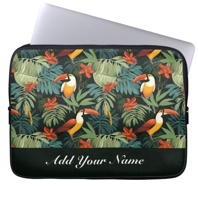 Tropical Toucan Mönster Laptop Fodral (Framsidan)