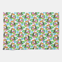 Tropical Toucan och Blommönster under sommaren Kökshandduk